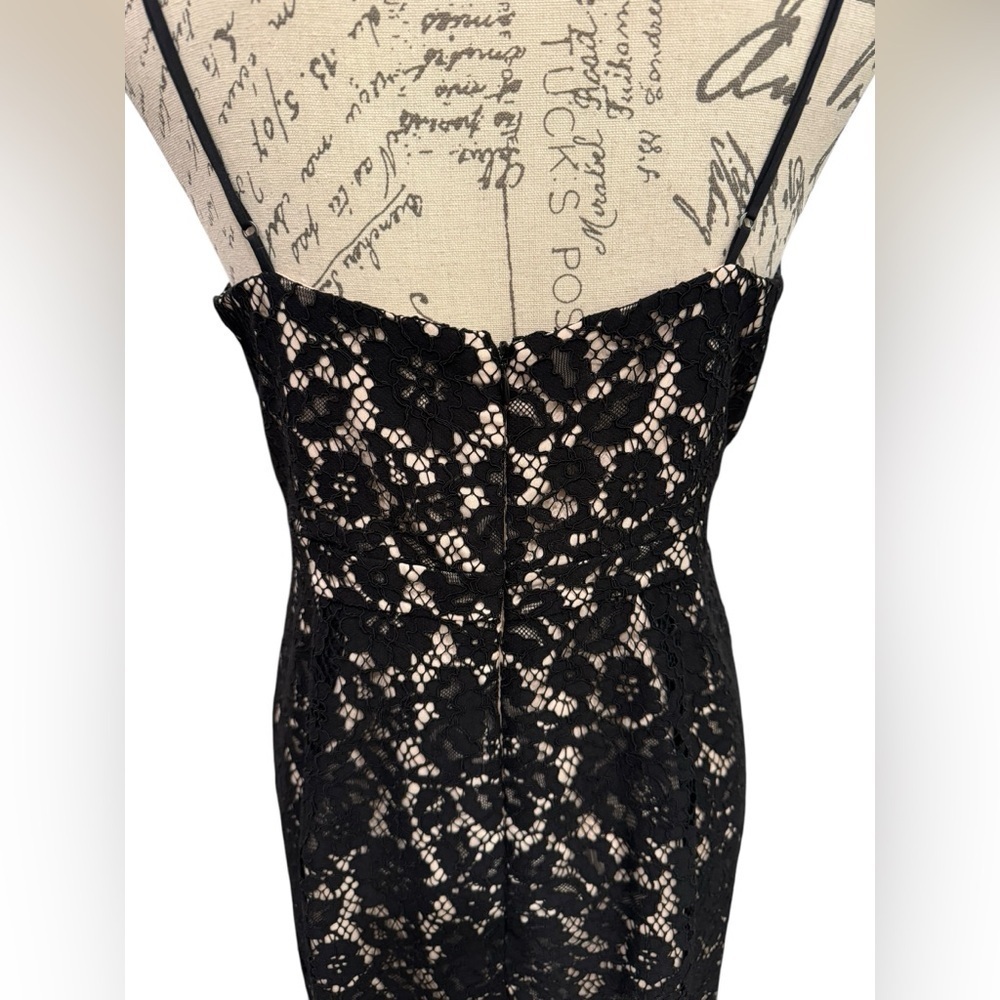 J. Crew Dress Black Lace Overlay Nude Lining MIDI - Picture 6 of 16